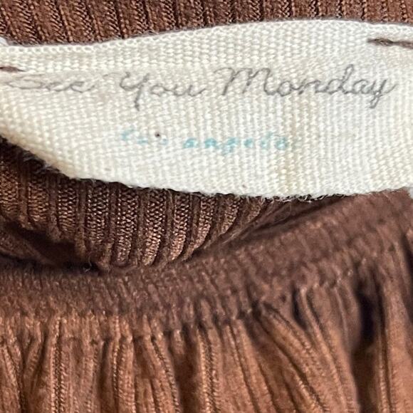 See You Monday Small Dress Short Ribbed Cami Brown Fitted Mini Bodycon Tank - Picture 4 of 5